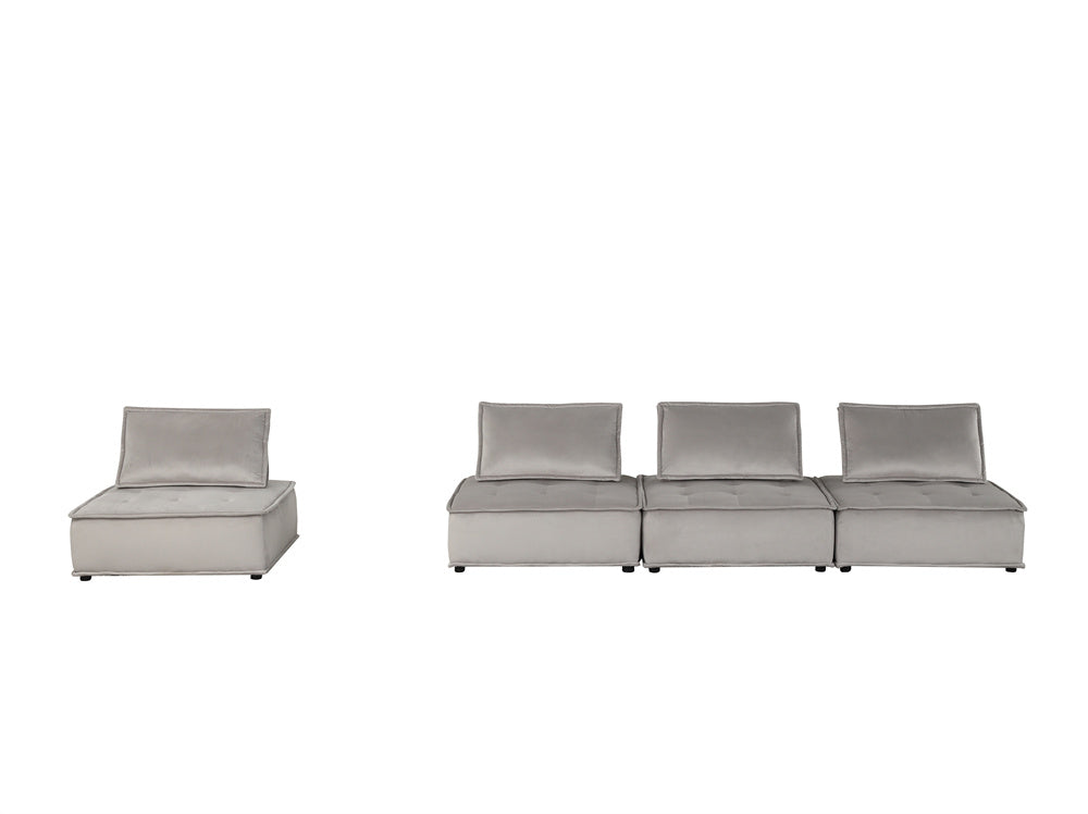 Gray Velvet 4 Pc Sectional Sofa