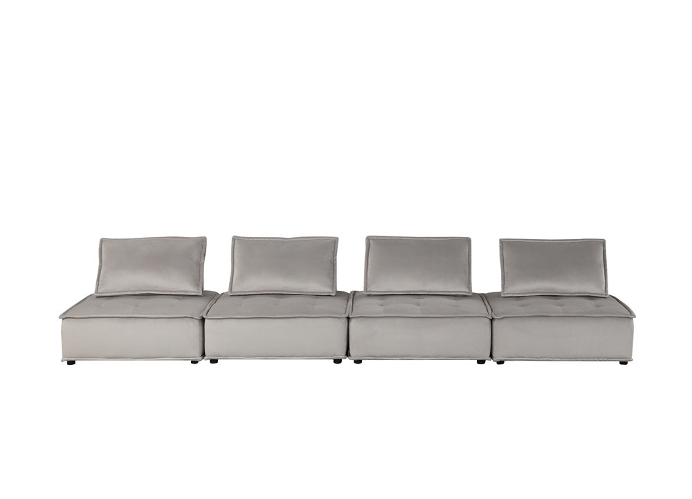 Gray Velvet 4 Pc Sectional Sofa