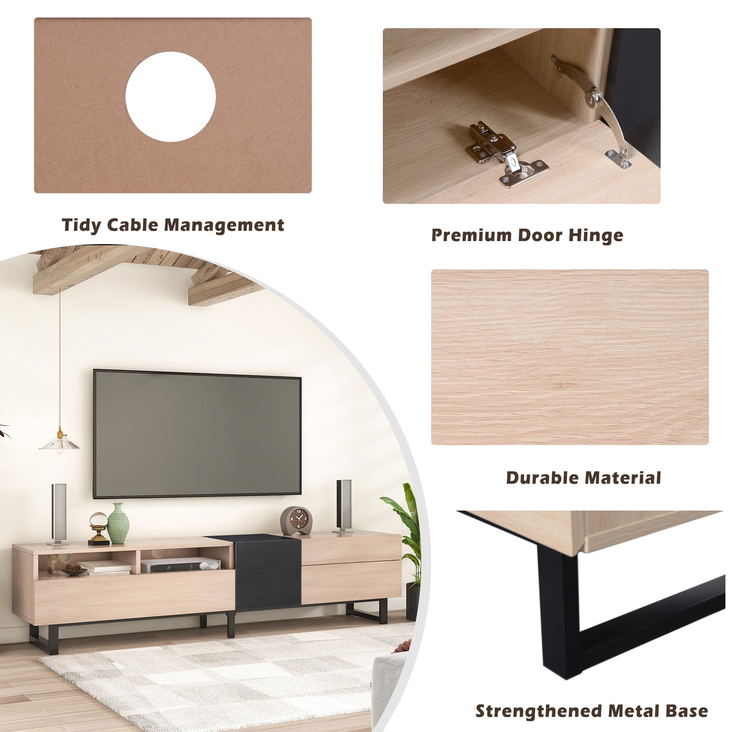 Modern TV Stand with Double Storage Space
