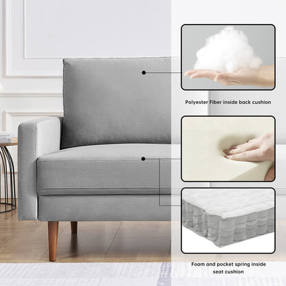Wide Velvet Fabric Loveseat Couch