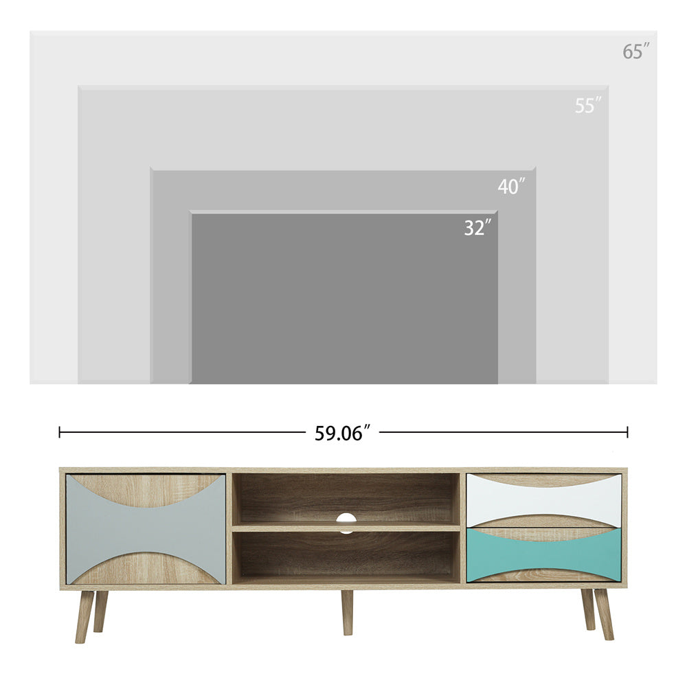 TV Stand with Storage Cabinet and Shelves