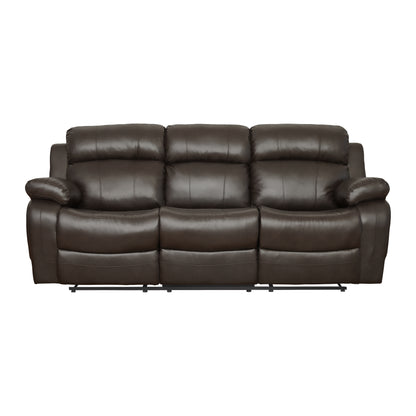 Contemporary Brown Faux Leather Upholstered 1pc Double Reclining Sofa w/ Center Drop-Down Cup Holder Living Room Furniture