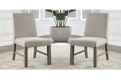 Elegant Rustic Gray Finish Solid wood Kitchen Set of 2pcs Dining Chairs Upholstered Seats Chairs w/ Stretchers Dining Room Furniture