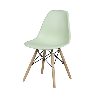 GIA Plastic Armless Chair Wood Legs-Green