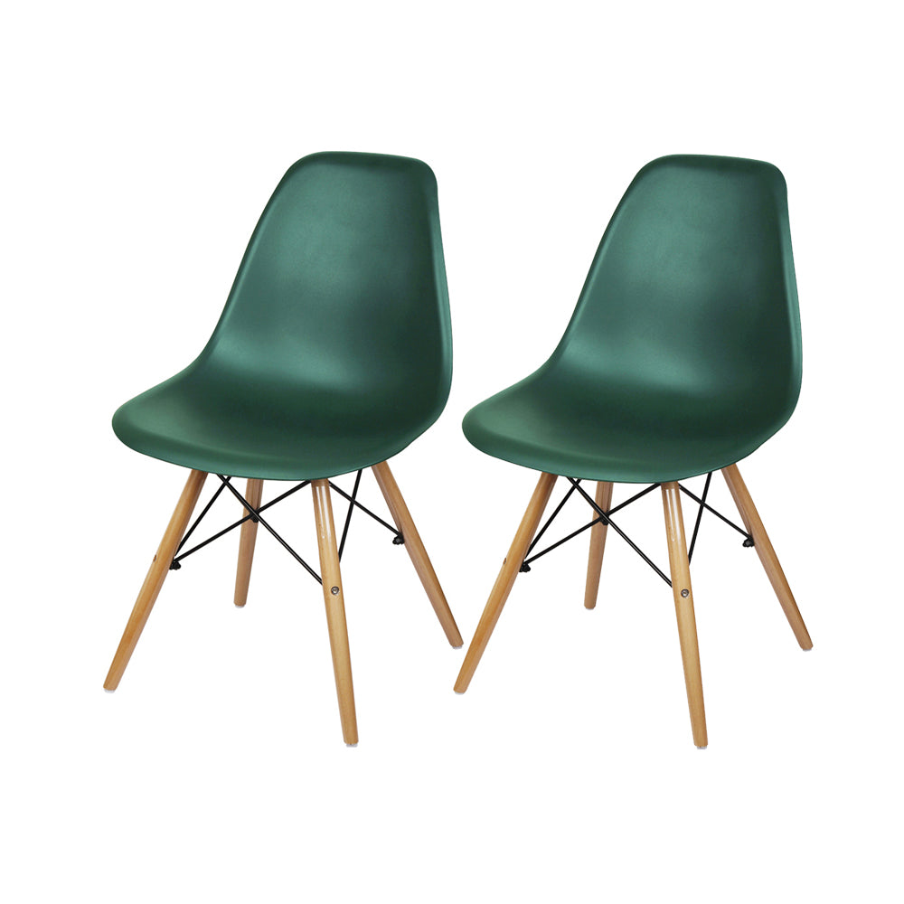 GIA Plastic Armless Chair Wood Legs-Dark Green