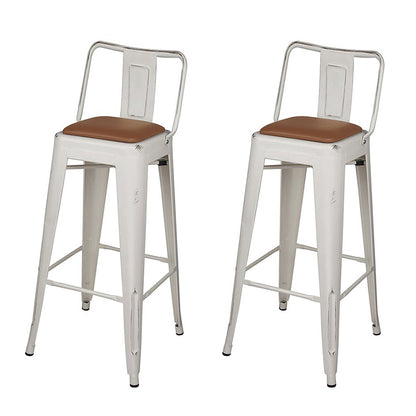 GIA 30 Inches High Back White Metal Stool with Brown PU Seat