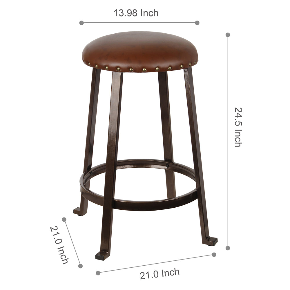 GIA 24 Inch Brown Round Bar Stool