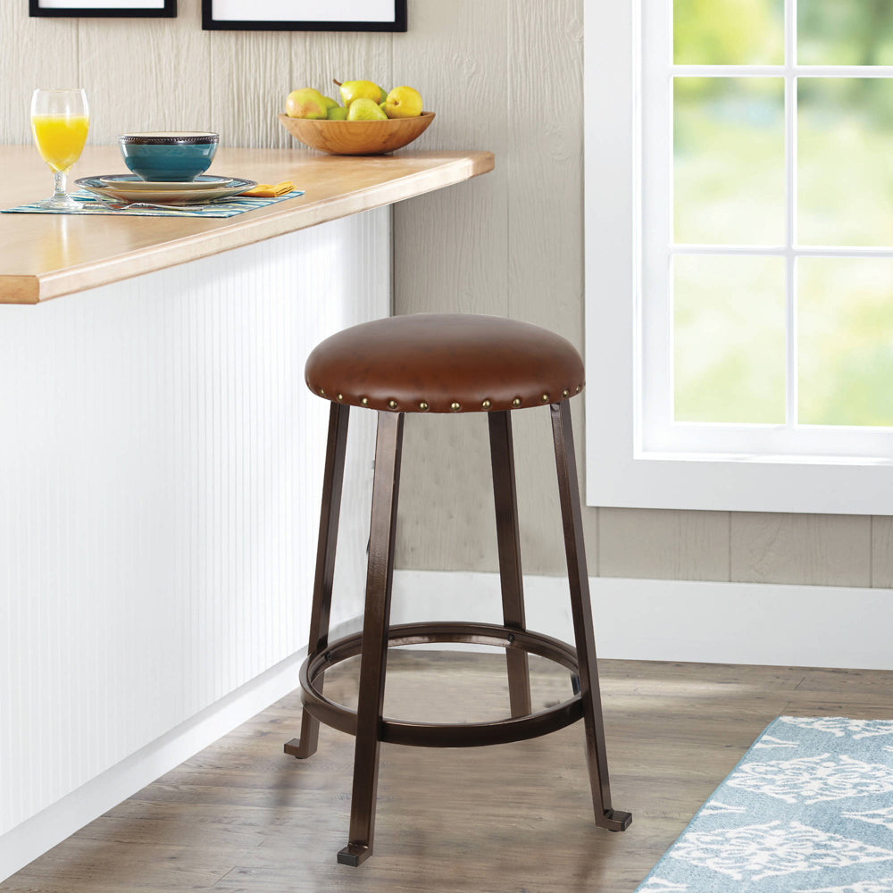 GIA 24 Inch Brown Round Bar Stool