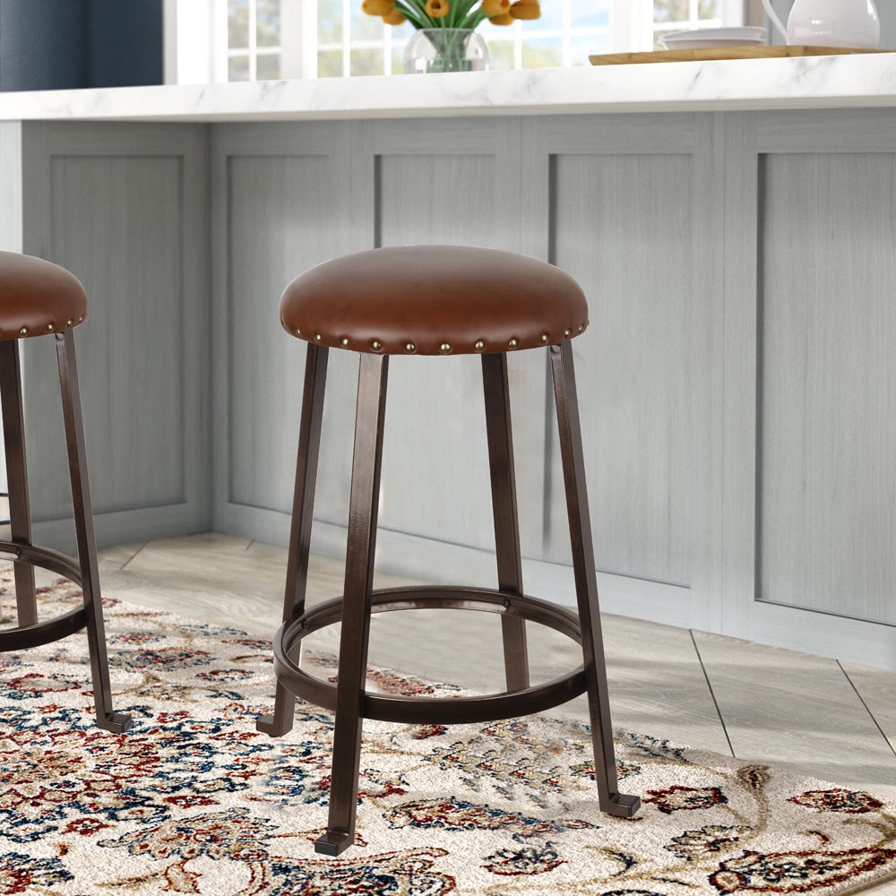 GIA 24 Inch Brown Round Bar Stool