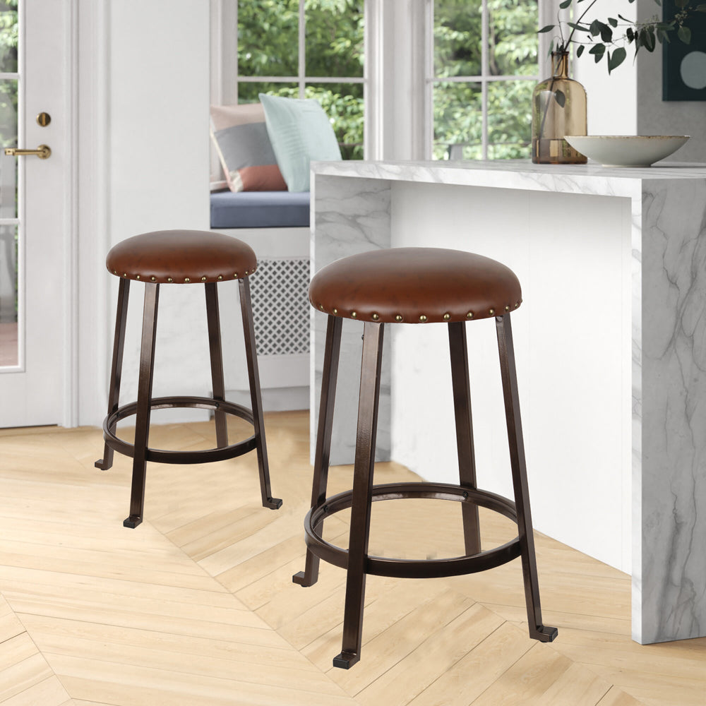 GIA 24 Inch Brown Round Bar Stool