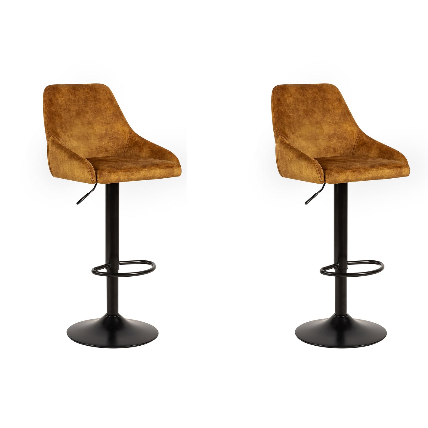 GIA Velvet Fabric Kitchen 360 Swivel Bar Stool Chairs,Yellow Velvet