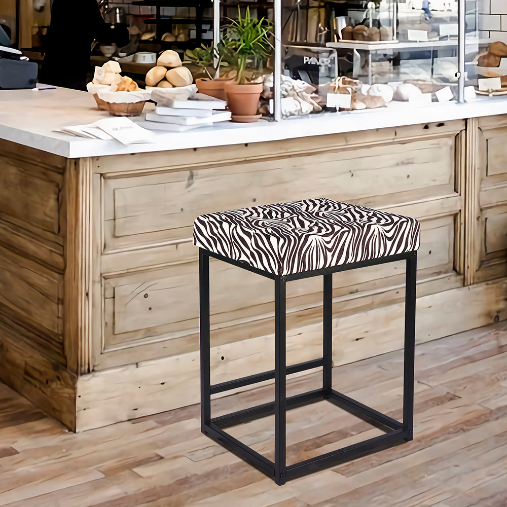 GIA 24 Inch Square Kitchen Counter Stools with Zebra Print