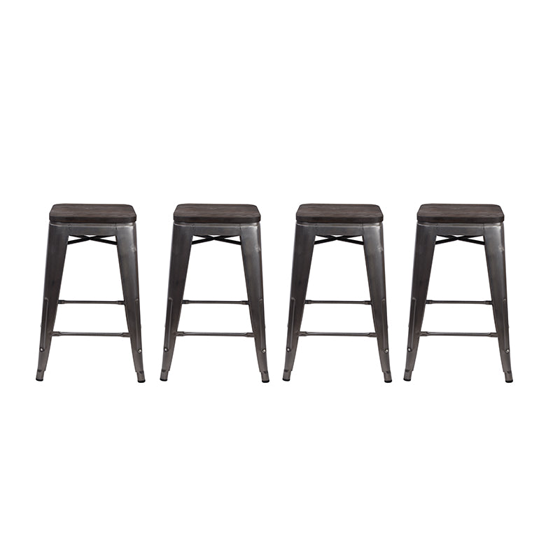 GIA Gunmetal 24 Inch Metal Counter Stools with Wooden Seat