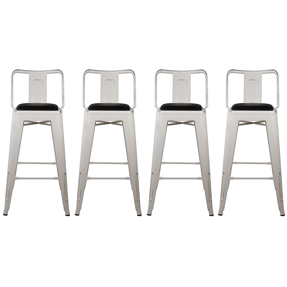 GIA 30 Inches High Back White Metal Stool with Black PU Seat