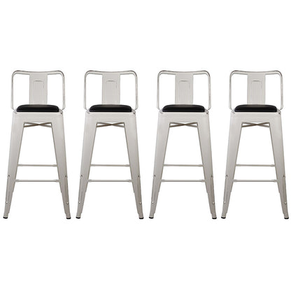 GIA 30 Inches High Back White Metal Stool with Black PU Seat