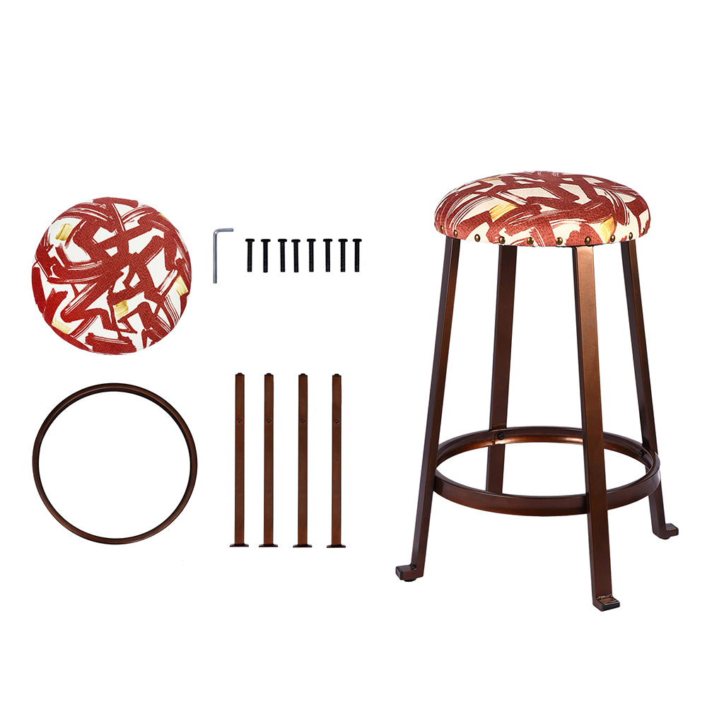 GIA 24 Inch Red Leaf Round Stool 2 Pack