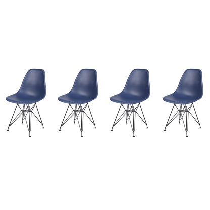 GIA Plastic  Armless Chair with Metal Legs-Blue