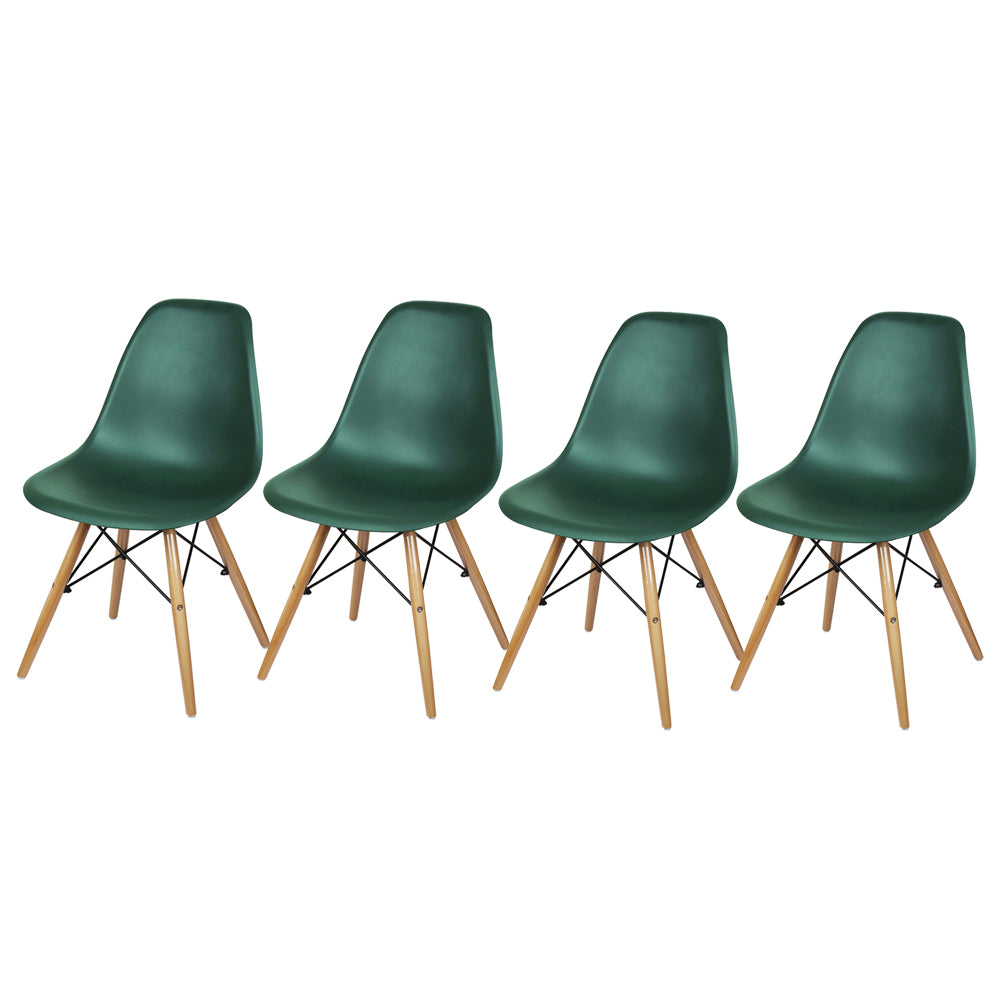 GIA Plastic Armless Chair Wood Legs-Dark Green