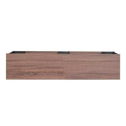 Modern Black Marble and Walnut Wood TV Stand with Open Storage Shelves - Sleek and Stylish Entertainment Center