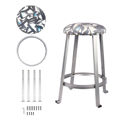 GIA 24 Inch Silver Leaf Round Stool 2 Pack