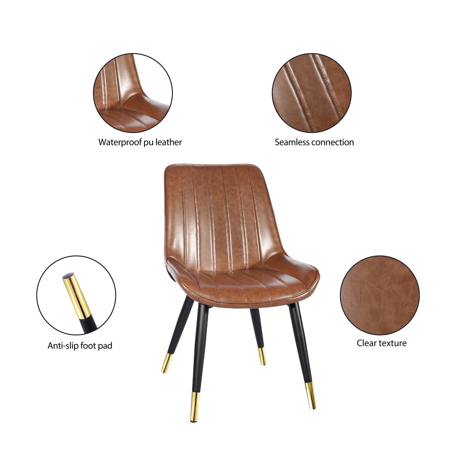 GIA Retro Armless Side Dining Chair 2 Pack-Brown