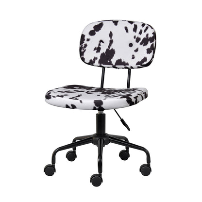 Armless Swivel Black Milk Cow Animal Office Desk Chair