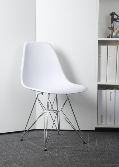 GIA Plastic  Armless Chair with Metal Legs-White