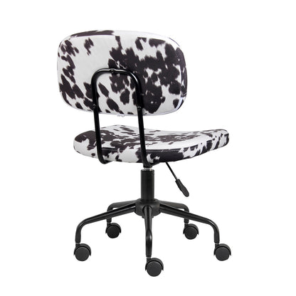 Armless Swivel Black Milk Cow Animal Office Desk Chair