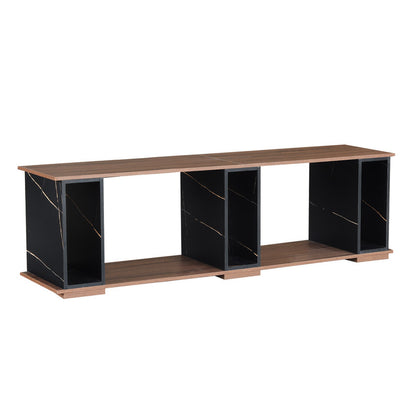 Living Room Table Set,Bar Cabinet with Open Shelves and 65inch TV Stand Set of 2,Faux Black Marble