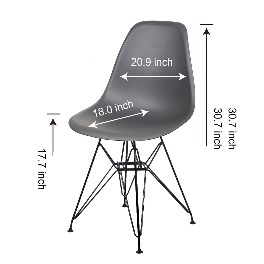 GIA Plastic  Armless Chair with Metal Legs-Dark Gray