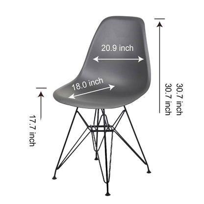 GIA Plastic  Armless Chair with Metal Legs-Dark Gray