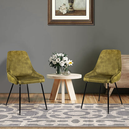 GIA Armless Retro Velvet Fabric Dining Chairs, Green Velvet