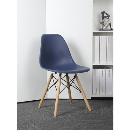 GIA Plastic Armless Chair Wood Legs-Blue