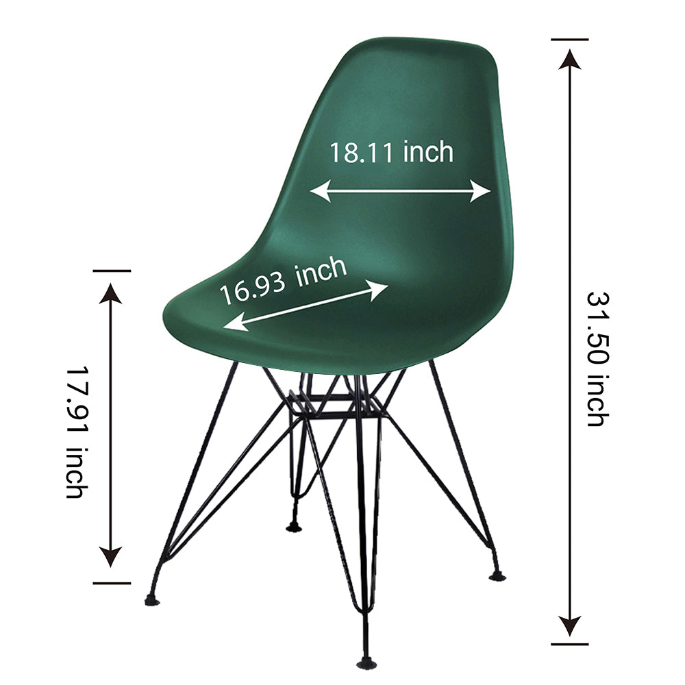 GIA Plastic  Armless Chair with Metal Legs-Dark Green