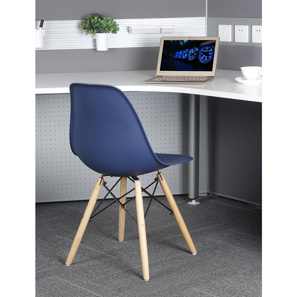 GIA Plastic Armless Chair Wood Legs-Blue