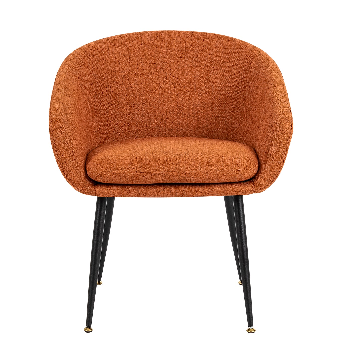 3 Pieces Living Room Set for 2 Orange Modern Linen Arm Chair and Oak Finish Rattan End Table