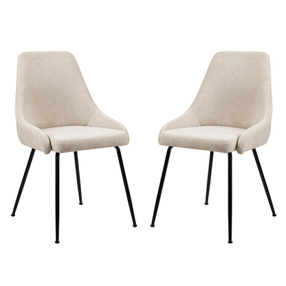 GIA Armless Retro Fabric Dining Chairs,Beige