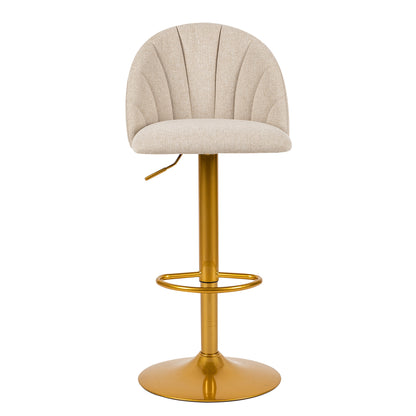 GIA Fabric Swivel Bar Stools, Beige & Gold,2 pack