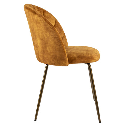 GIA Armless Mid Century Retro Velvet Fabric Dining Chairs, Yellow Velvet