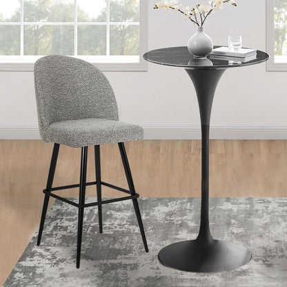 Grey Faux Linen Metal Bar Stool