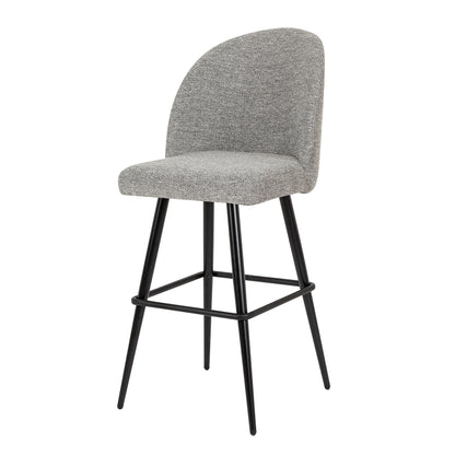Grey Faux Linen Metal Bar Stool