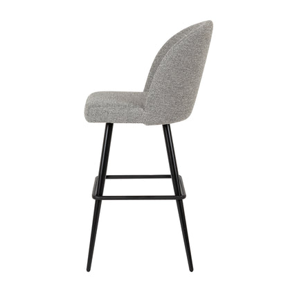 Grey Faux Linen Metal Bar Stool