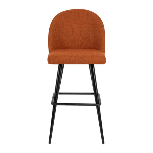 Orange Faux Linen Metal Bar Stool