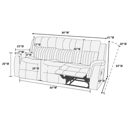 Contemporary Manual Motion Sofa 1pc Couch Living Room Furniture Slate Blue Breathable Leatherette