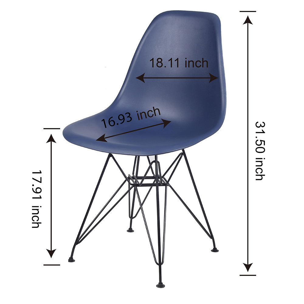 GIA Plastic  Armless Chair with Metal Legs-Blue