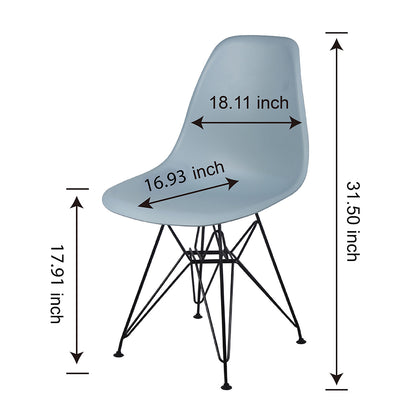 GIA Plastic  Armless Chair with Metal Legs-Fog