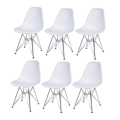 GIA Plastic  Armless Chair with Metal Legs-White