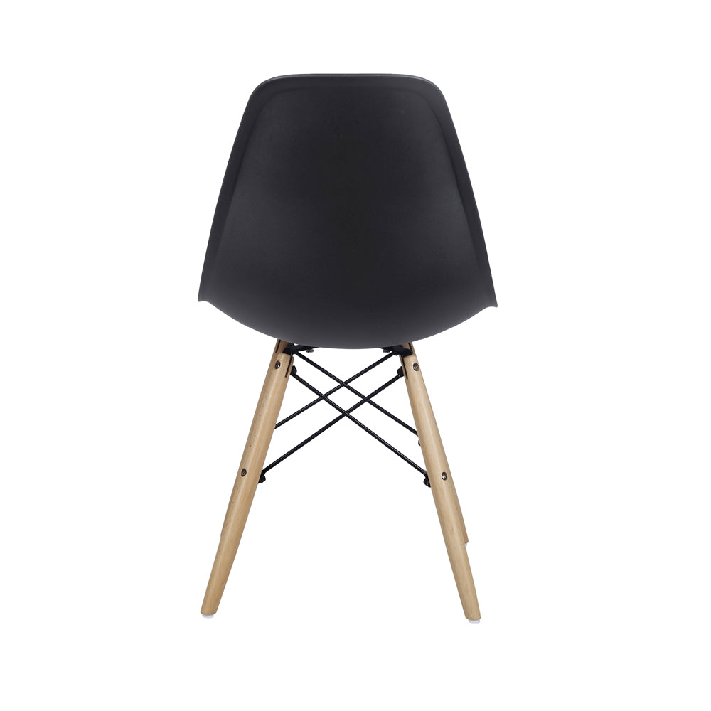 Modern Rectangular Cemented Table with 4 Black Plastic Armless Chairs Sets