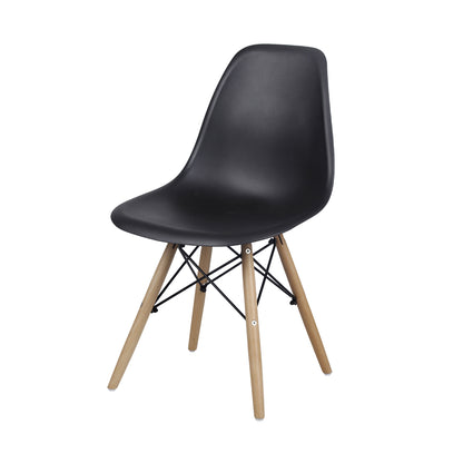 Modern Rectangular Cemented Table with 4 Black Plastic Armless Chairs Sets