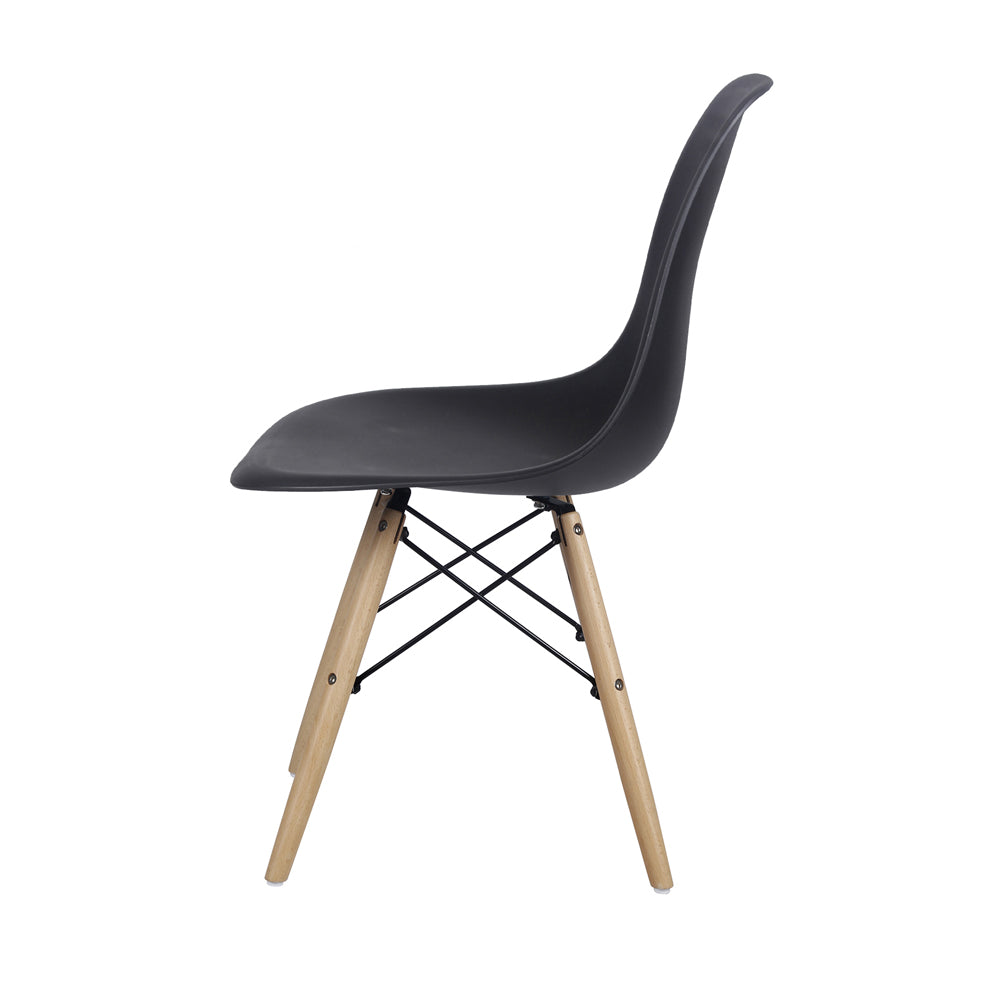 Modern Rectangular Cemented Table with 4 Black Plastic Armless Chairs Sets